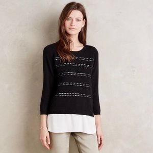 Anthropologie Angel of the North Dovie Layered Pullover Sweater in Black Large